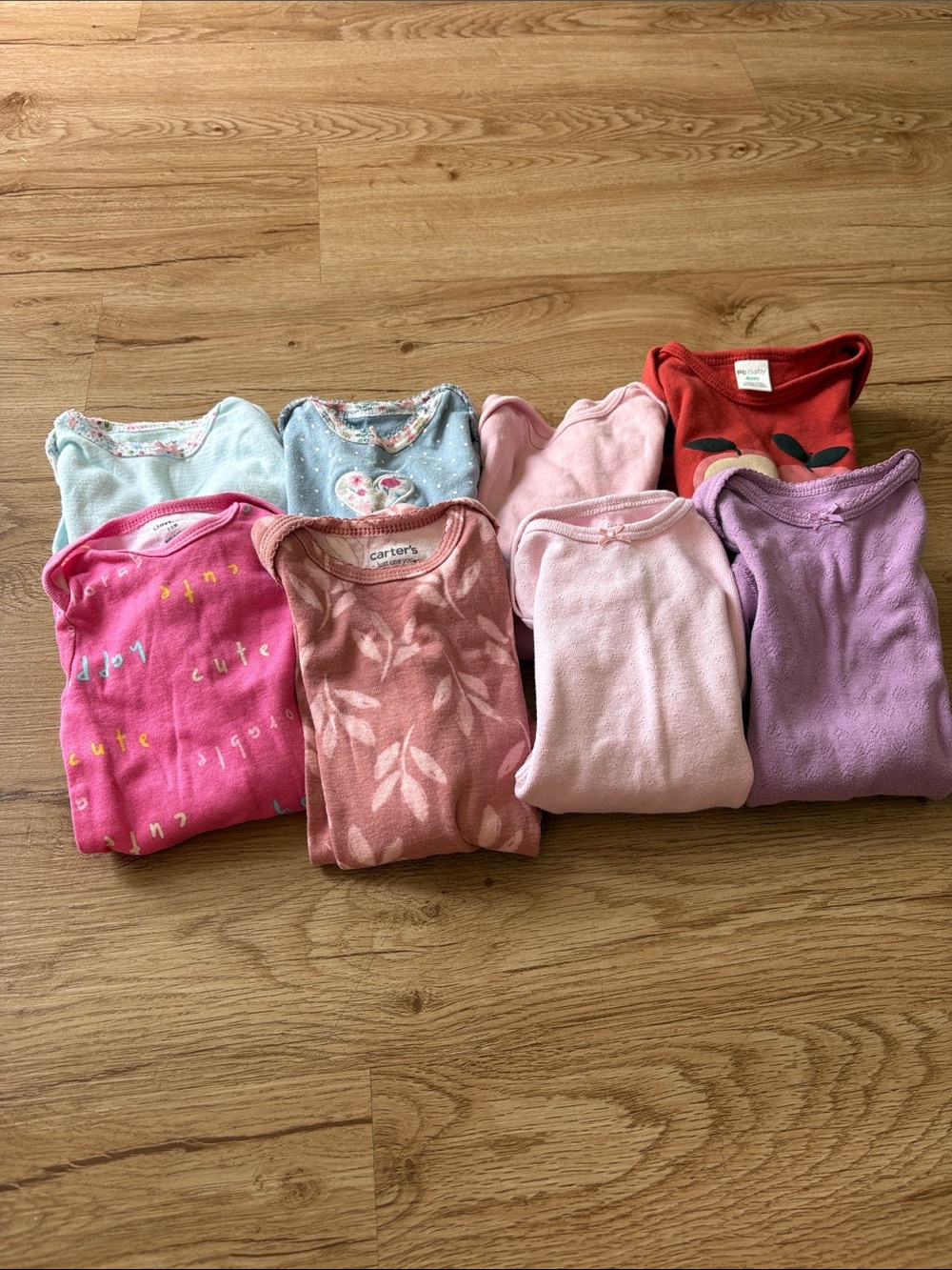 Mixed Girls Long Sleeve Onesie Lot - Pink, Lavender, Blue, Coral